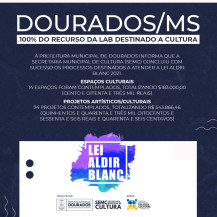 Dourados destina 100% do recurso da Lei Aldir Blanc para a Cultura