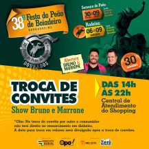Troca de convites do show Bruno & Marrone segue até dia 18 no Shopping