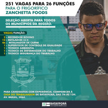 Frigorífico de Batayporã abre seleção de 251 vagas de emprego para Dourados e região