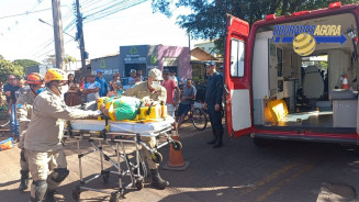 Acidente entre moto e camionete deixa homem em estado gravíssimo