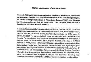 Edital de chamada EE Profª Floriana Lopes