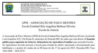 Chamada pública da EE Rita Angelina Barbosa Silveira