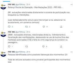 PRF multa mais de 3 mil pessoas nas manifestações em MS