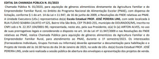 Edital de chamada pública da EE Prof. José Pereira Lins