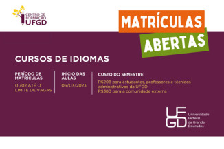 Inicia amanhã o prazo para matrículas em cursos de idiomas da UFGD