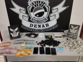 Polícia Civil prende dois adultos e apreende um adolescente suspeitos de realizar venda de drogas em conveniência de fachada