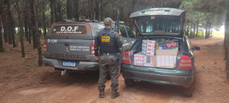 DOF apreende carro carregado com cigarro e essência de narguilé em Laguna Carapã