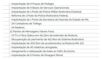 Novas rodovias de MS vão ter 6 praças de pedágios e 24 radares