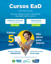 Últimos dias de inscrições para seleção de cursos a distância da UEMS