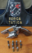 Polícia Militar apreende arma de fogo e prende autor de violência doméstica