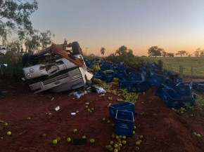 Motorista morre ao capotar caminhão carregado de frutas