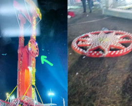 Peça de brinquedo 'kamikaze' despenca e atinge duas pessoas em parque de diversões no litoral de SP