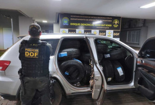 Veículo é apreendido pelo DOF com R$ 78 mil em pneus contrabandeados