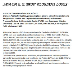 Chamada pública da EE Profª Floriana Lopes