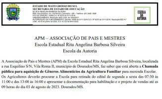 Edital de chamada pública da EE Rita Angelina Barbosa Silveira