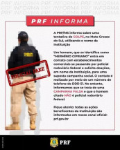 PRF alerta sobre golpe de falso policial no comércio de MS