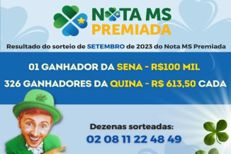 Sortudo fatura sozinho R$ 100 mil em sorteio da Nota MS Premiada