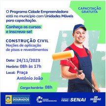 Dourados tem diversos cursos gratuitos na área de Construção Civil