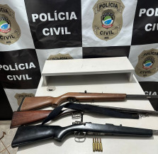 Polícia Civil apreende fuzil e rifles escondidos em mata