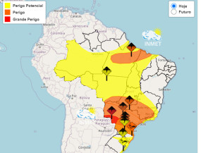 Frente fria chega com tempestade de terra e garoa em Dourados