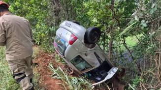 Estudante capota veículo ao desviar de animal em pista