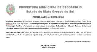 TERMO DE ADJUDICAÇÃO E HOMOLOGAÇÃO