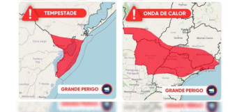 Alerta vermelho aponta tempestade no sul e onda de calor em 7 estados