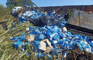 Carga ficou às margens da estrada. (Foto: Nova News)