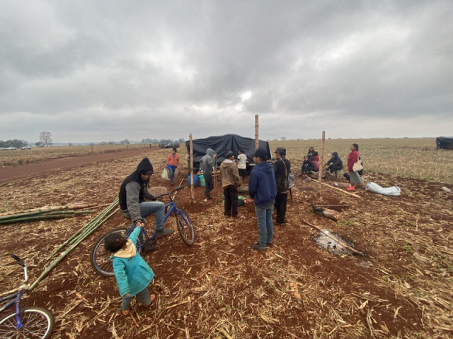 Indígenas montaram acampamento em sítio que eles denominam área de retomada - Foto: Cimi
