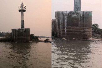 Farol fica no meio do rio Paraguai. (Foto: Alexandre Orro)