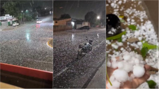 Forte vento e queda de granizo atinge a cidade de Maracaju
