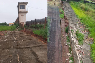 Parte do muro do presídio de Ponta Porã desaba e população fica em alerta