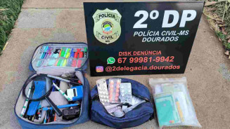 Material apreendido com os assaltantes (Foto: reprodução, PCMS)