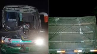 Acidente entre ônibus e caminhão deixa cinco feridos na BR-262