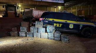 Carga apreendida pela PRF, na cidade de Terenos. (Foto: Foto: Divulgação)