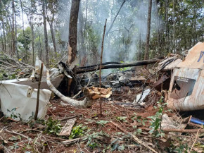 Destroços da aeronave na fazenda Maripá, local do acidente. (Foto: Reprodução/Corpo de Bombeiros)