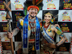 Maria Eduarda Gabriel Cabreira e Júnior Sanches são eleitos Miss e Mister Indígena Dourados 2025
