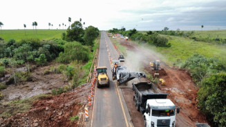 Recente obra em trecho do km 184 da BR-163/MS, no município de Juti - Foto: Motiva