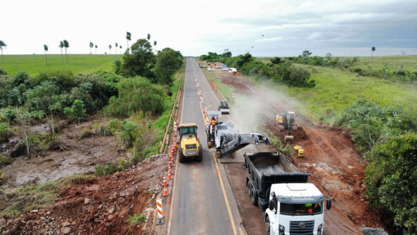 Recente obra em trecho do km 184 da BR-163/MS, no município de Juti - Foto: Motiva