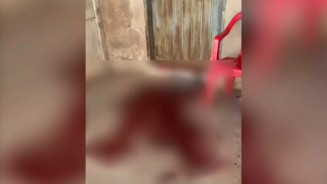 migas encontraram bastante sangue na porta da quitinete. (Reprodução, MS Todo Dia)
