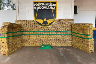Maconha apreendida pela PMR em Ponta Porã - DIVULGAÇÃO/BPMRv