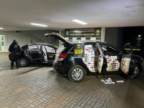 DOF apreende carros carregados de cigarros contrabandeados do Paraguai em Rio Brilhante
