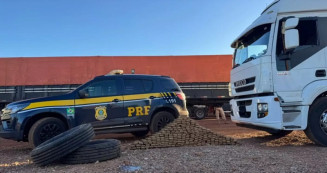 PRF apreende 35 kg de cocaína e 12 kg de maconha escondidos em pneus
