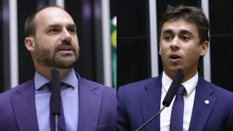 Eduardo Bolsonaro compartilha com o pai ataques a Nikolas Ferreira