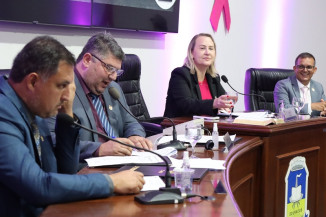 Vereadores durante sessão ordinária na Câmara. (F.Grott)