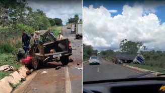 Picape ficou totalmente destruída (Foto: Reprodução)