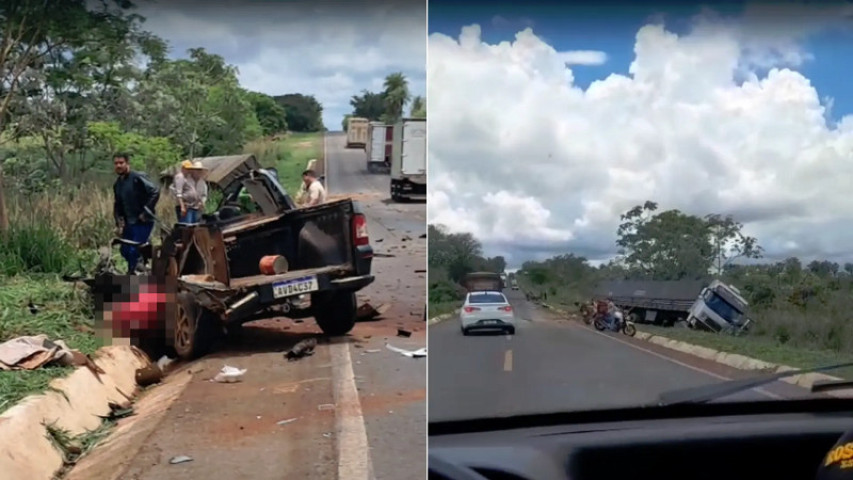 Picape ficou totalmente destruída (Foto: Reprodução)