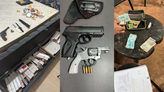 Drogas, dinheiro e cigarros foram apreendidos durante a operação. (Foto: Divulgação, PCMS)