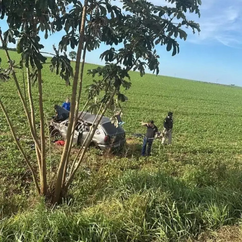A PRF, a Polícia Civil e a perícia técnica estiveram no local e confirmaram que o passageiro morreu antes da chegada do socorro - Foto: Rio Brilhante em Tempo Real/Reprodução