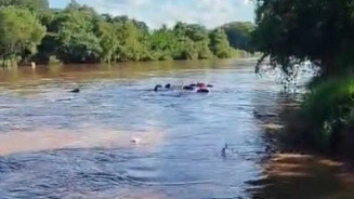 Motorista desaparece após caminhonete cair de balsa no Rio Apa